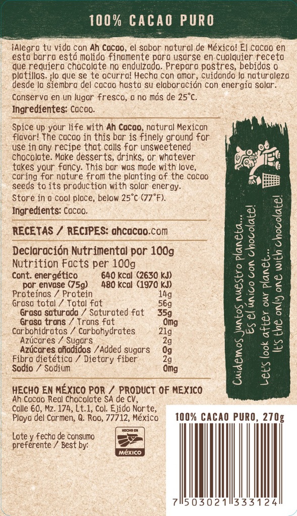 100% cacao puro 270g